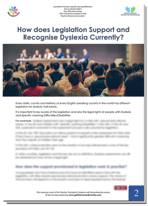 How does legislation support and recognise dyslexia currently - r